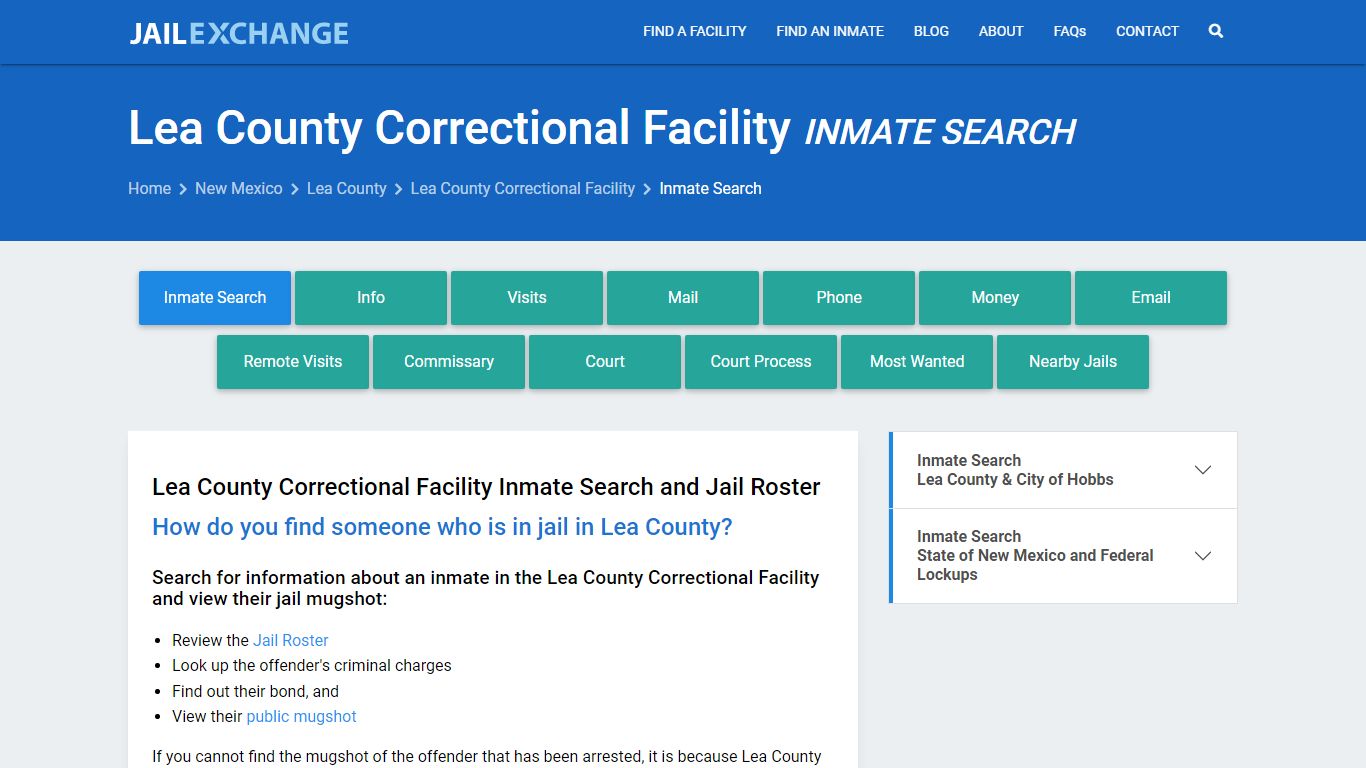 Lea County Correctional Facility Inmate Search - Jail Exchange